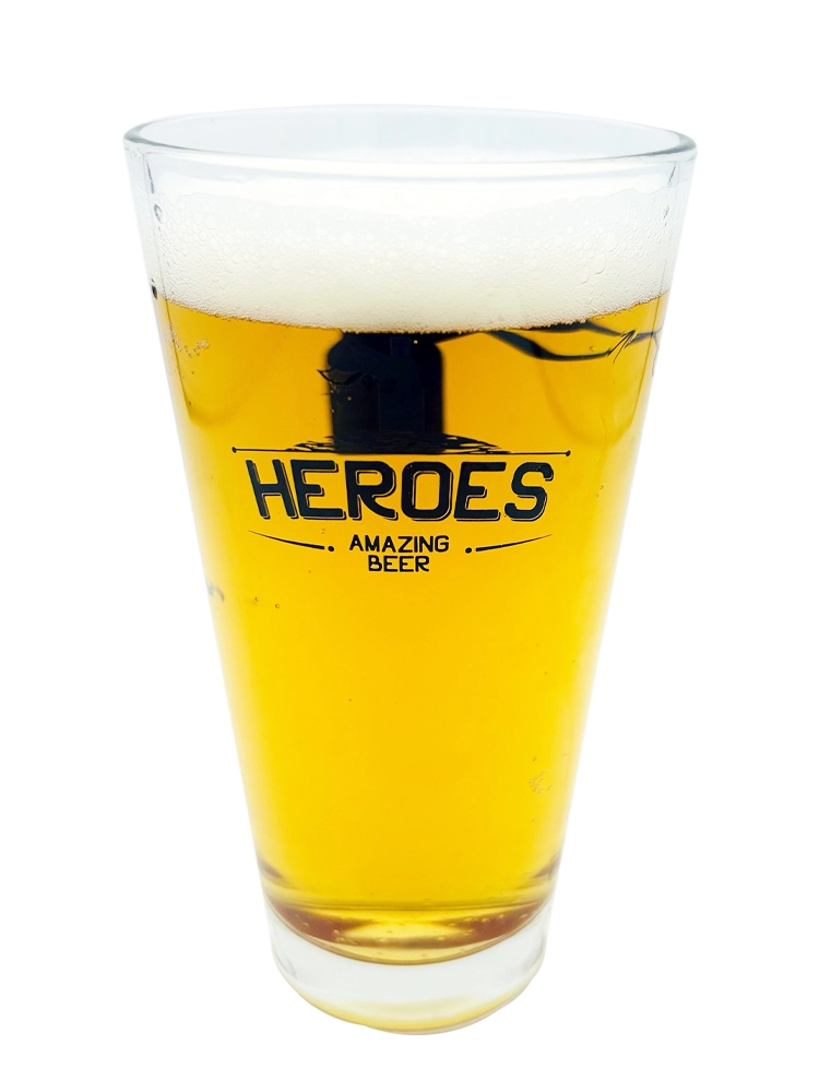 Heroes straight beer glass
