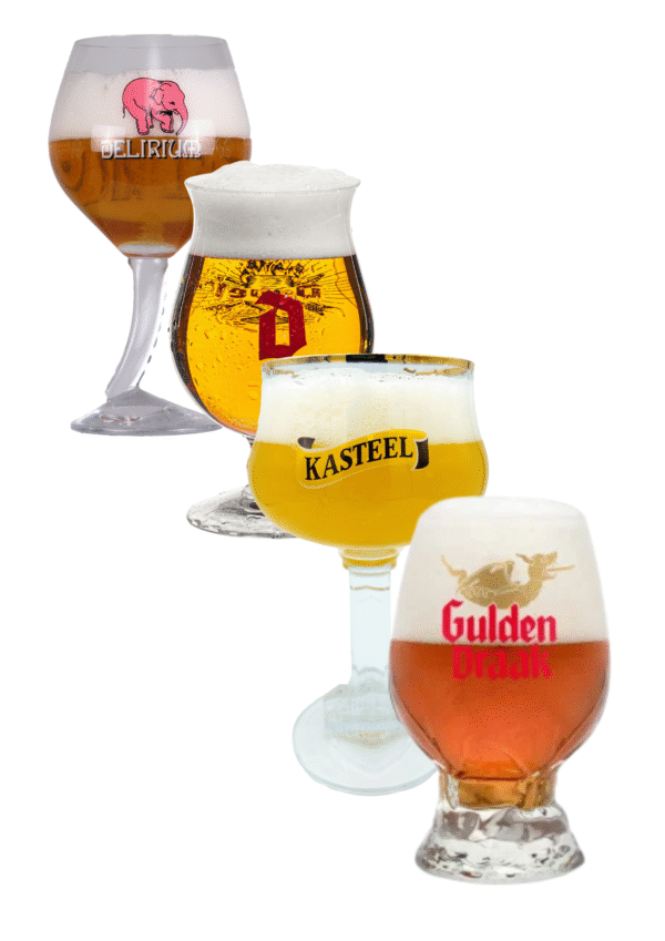 Set of 4 iconic belgian beer glasses
