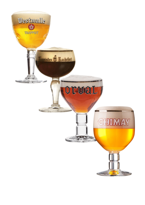 Set of glasses from belgian trappist breweries